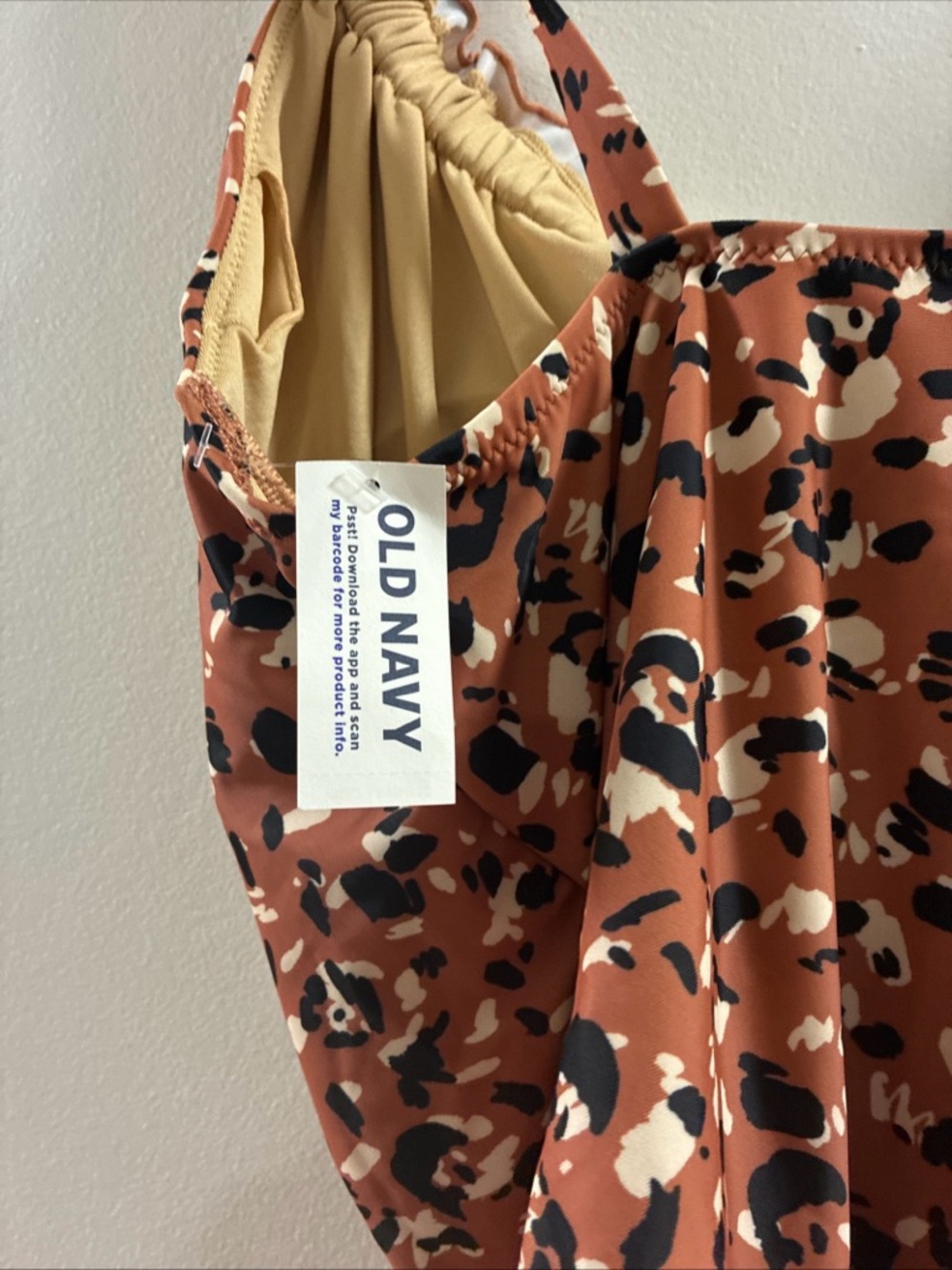 Old Navy Rust Leopard Print Cowl One-Piece Swimsuit - Picture 4 of 7